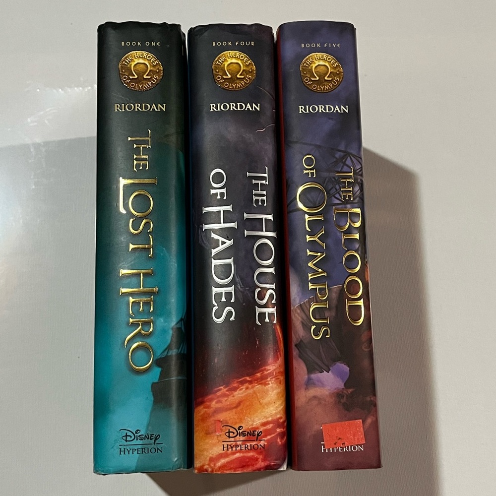 3 Hardback Books by Rick Riordan from the Heros of Olympus Series